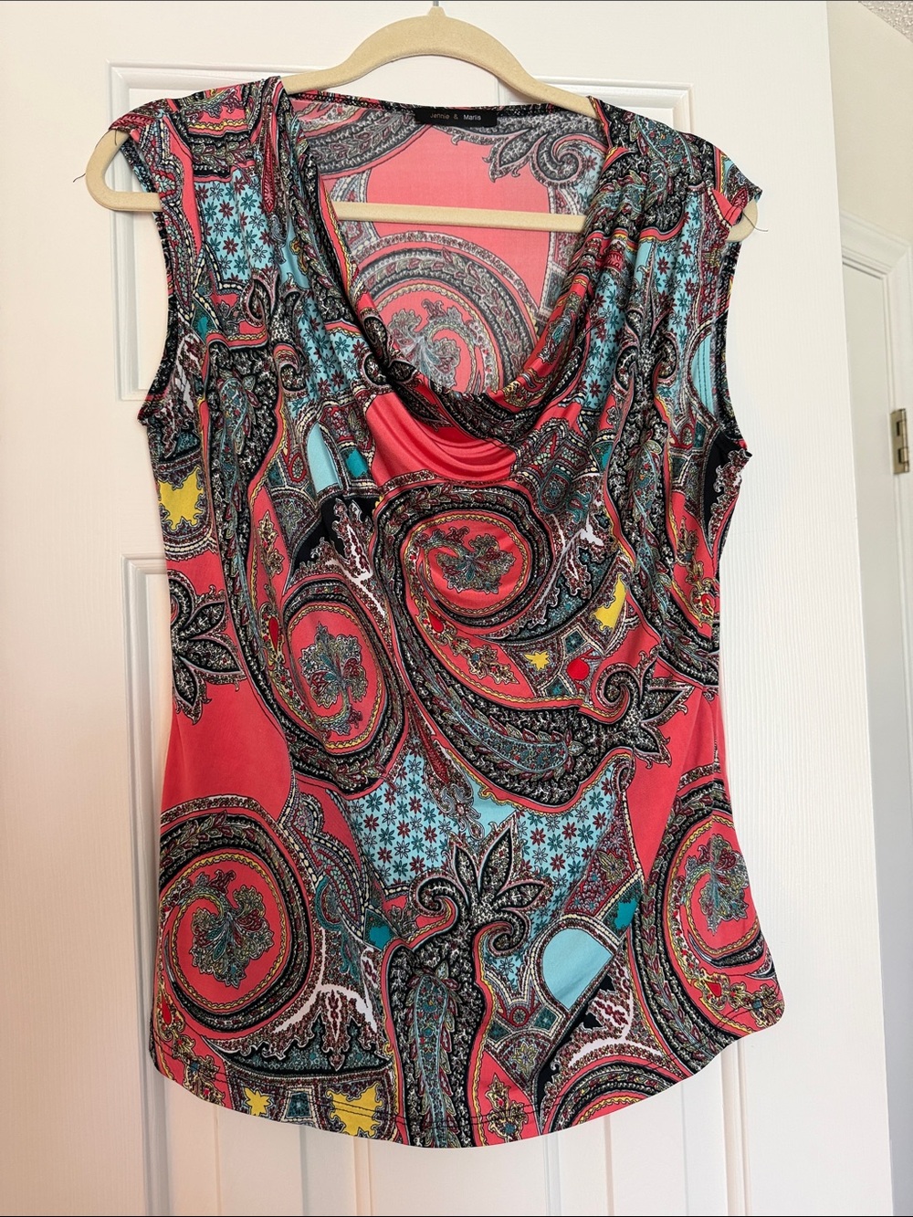 Coral Multi Paisley Cowl Neck Camisole